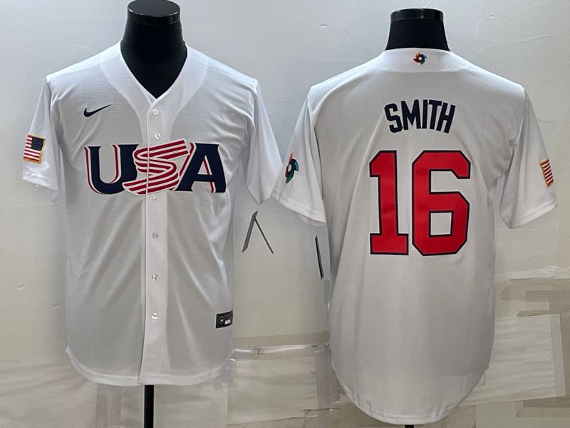 Men 2023 World Cub USA #16 Smith White Nike MLB Jersey9->more jerseys->MLB Jersey